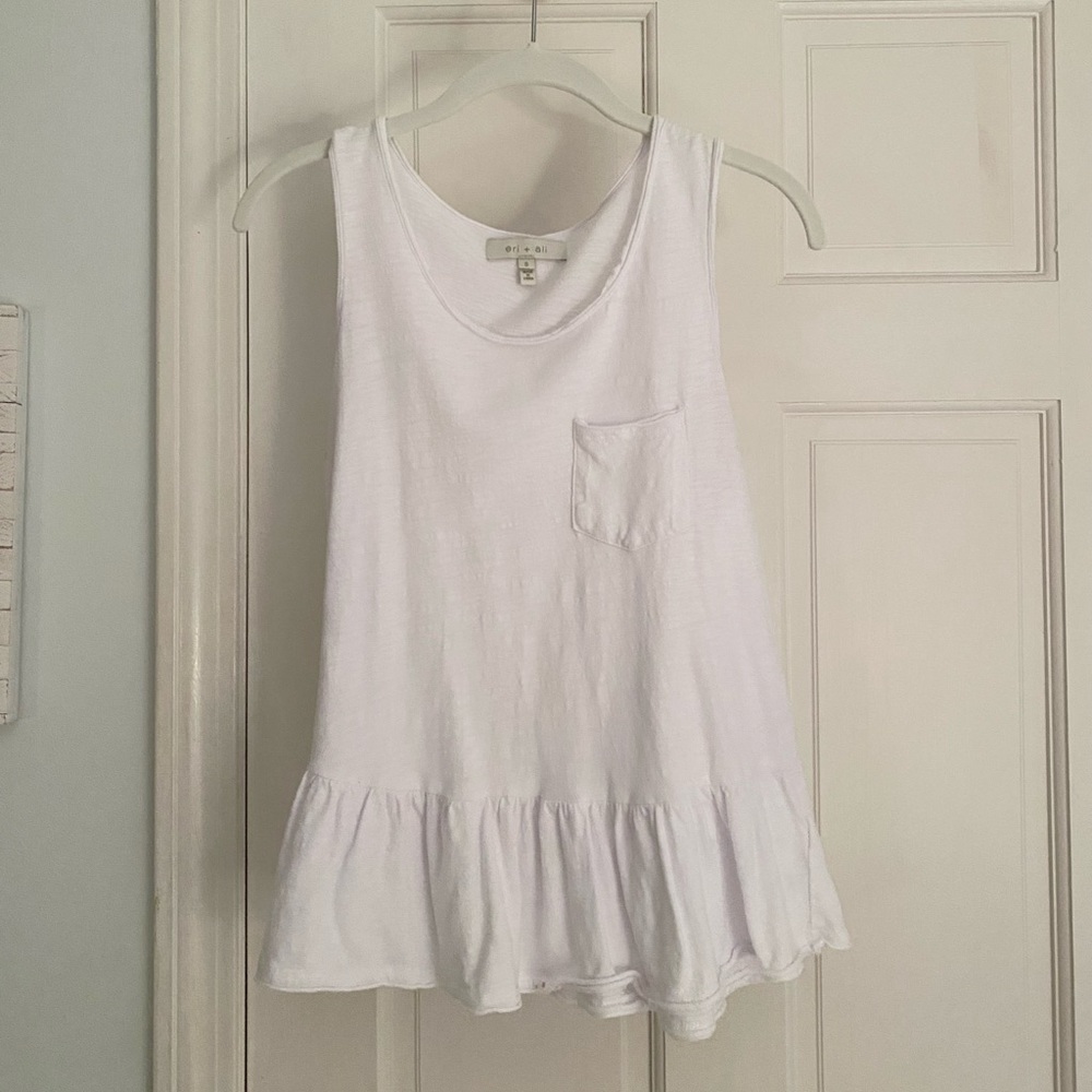 Anthropologie white peplum tank, size S
